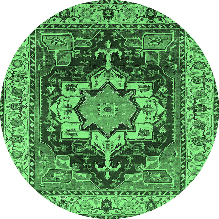 Round Persian Emerald Green Traditional Rug, urb760emgrn