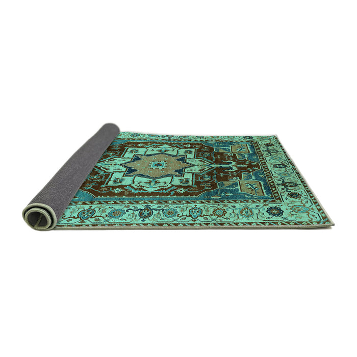 Sideview of Persian Turquoise Traditional Rug, urb760turq