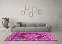 Machine Washable Persian Pink Traditional Rug, wshurb760pnk