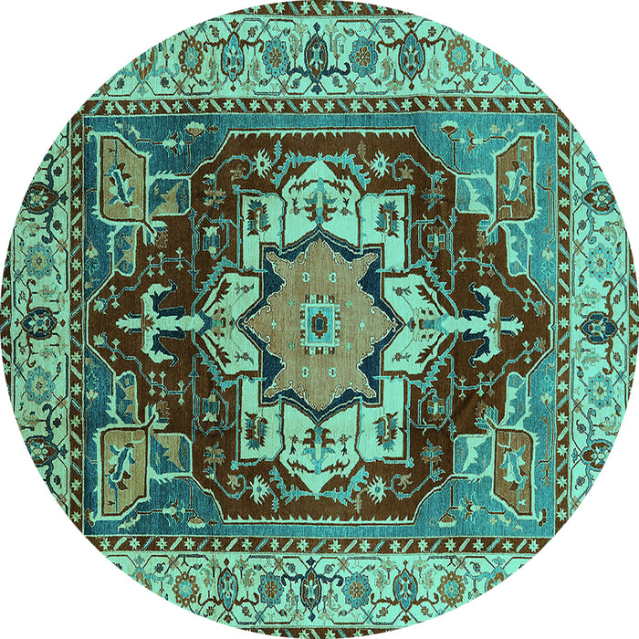 Round Persian Turquoise Traditional Rug, urb760turq