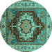 Round Persian Turquoise Traditional Rug, urb760turq