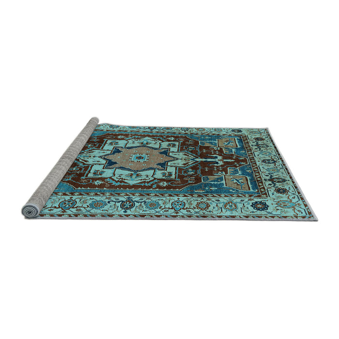 Sideview of Machine Washable Persian Light Blue Traditional Rug, wshurb760lblu