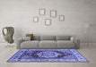 Machine Washable Persian Blue Traditional Rug in a Living Room, wshurb760blu