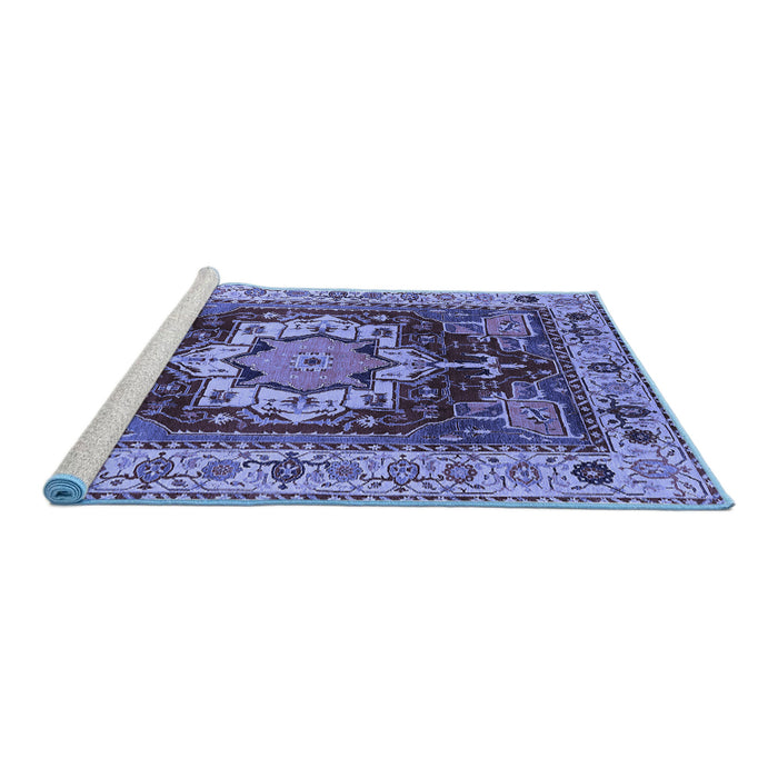 Sideview of Machine Washable Persian Blue Traditional Rug, wshurb760blu
