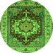 Round Machine Washable Persian Green Traditional Area Rugs, wshurb760grn
