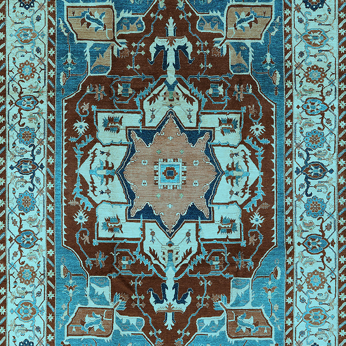 Machine Washable Persian Light Blue Traditional Rug, wshurb760lblu