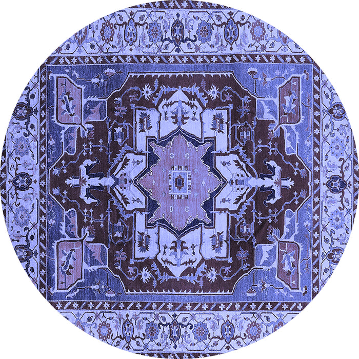 Round Persian Blue Traditional Rug, urb760blu