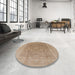 Round Mid-Century Modern Copper Brown Oriental Rug in a Office, urb761
