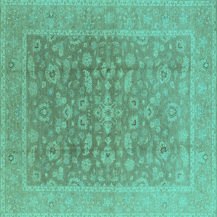 Square Oriental Turquoise Traditional Rug, urb761turq
