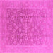 Square Machine Washable Oriental Pink Traditional Rug, wshurb761pnk