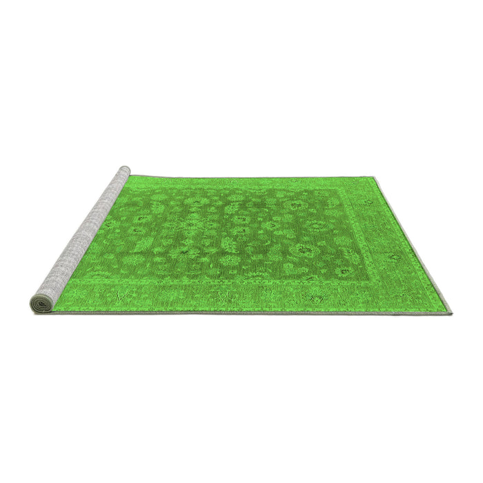 Sideview of Machine Washable Oriental Green Traditional Area Rugs, wshurb761grn