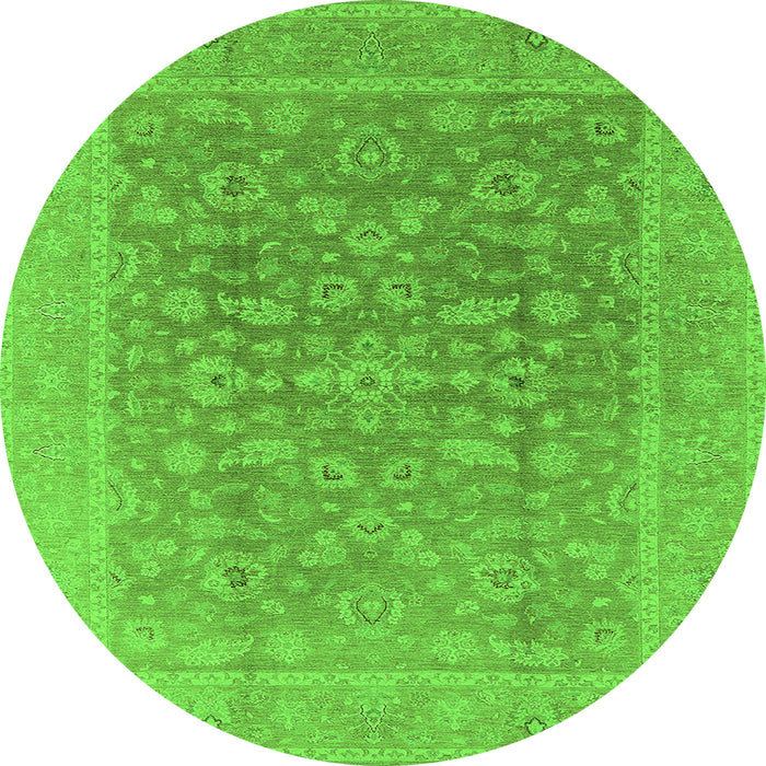 Round Oriental Green Traditional Rug, urb761grn