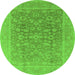 Round Oriental Green Traditional Rug, urb761grn