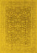 Machine Washable Oriental Yellow Traditional Rug, wshurb761yw