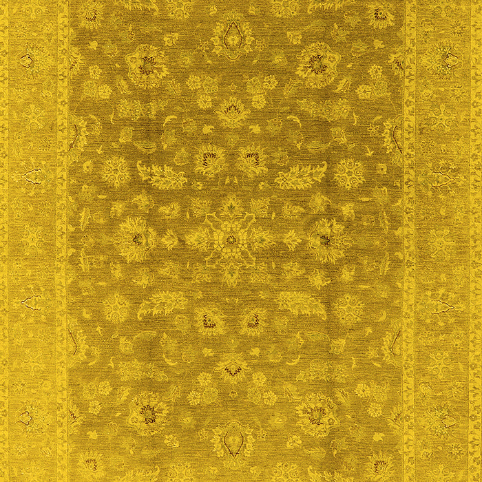 Machine Washable Oriental Yellow Traditional Rug, wshurb761yw