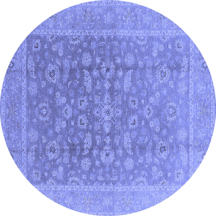Round Oriental Blue Traditional Rug, urb761blu