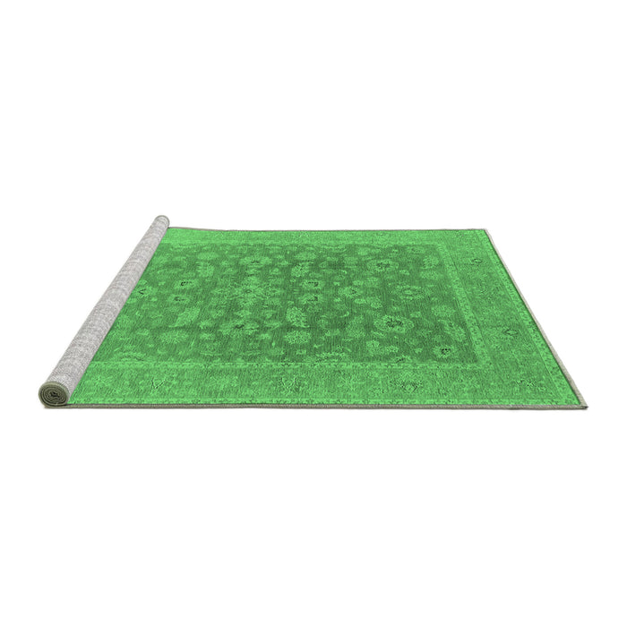 Sideview of Machine Washable Oriental Emerald Green Traditional Area Rugs, wshurb761emgrn