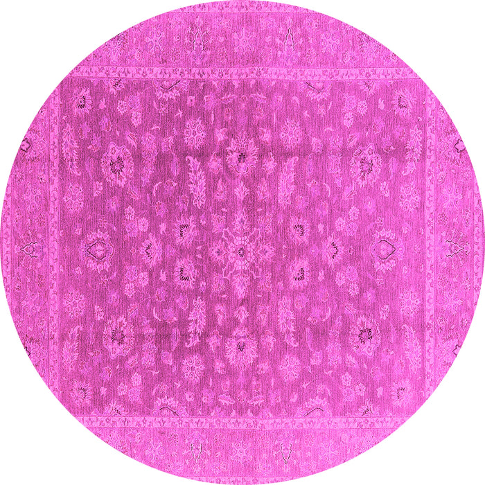 Round Machine Washable Oriental Pink Traditional Rug, wshurb761pnk
