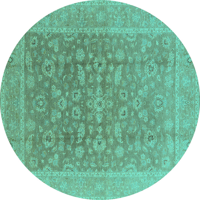 Round Oriental Turquoise Traditional Rug, urb761turq
