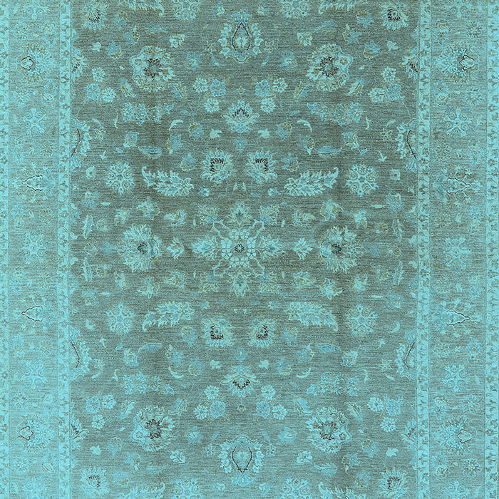Machine Washable Oriental Light Blue Traditional Rug, wshurb761lblu