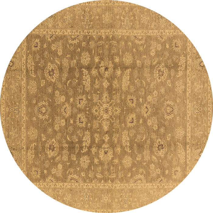 Round Oriental Brown Traditional Rug, urb761brn