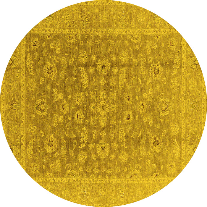 Round Oriental Yellow Traditional Rug, urb761yw