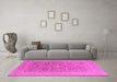Machine Washable Oriental Pink Traditional Rug in a Living Room, wshurb761pnk