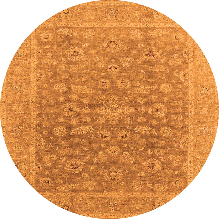Round Oriental Orange Traditional Rug, urb761org