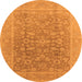 Round Oriental Orange Traditional Rug, urb761org
