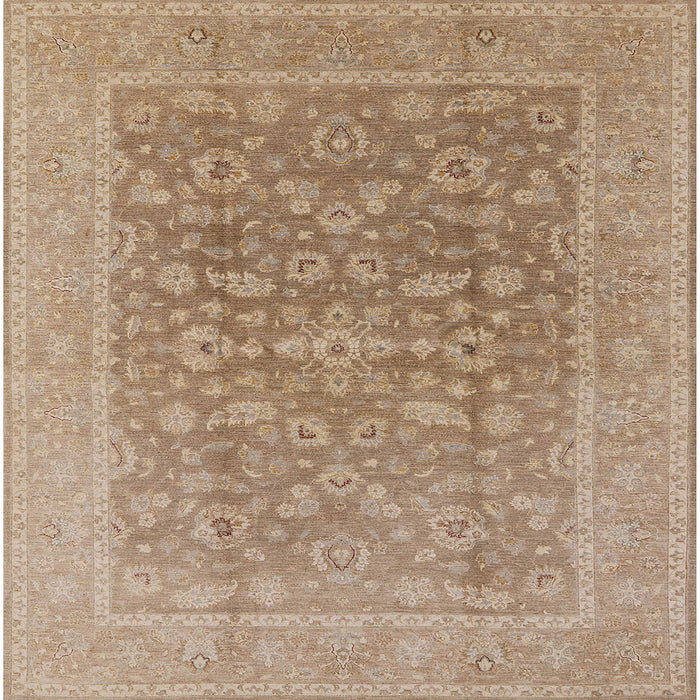 Square Mid-Century Modern Copper Brown Oriental Rug, urb761