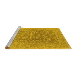 Sideview of Machine Washable Oriental Yellow Traditional Rug, wshurb761yw