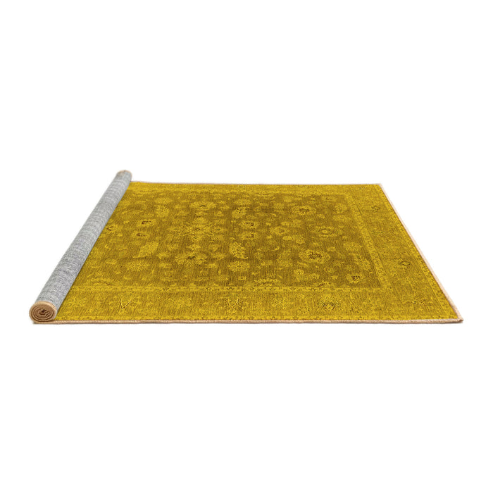 Sideview of Machine Washable Oriental Yellow Traditional Rug, wshurb761yw