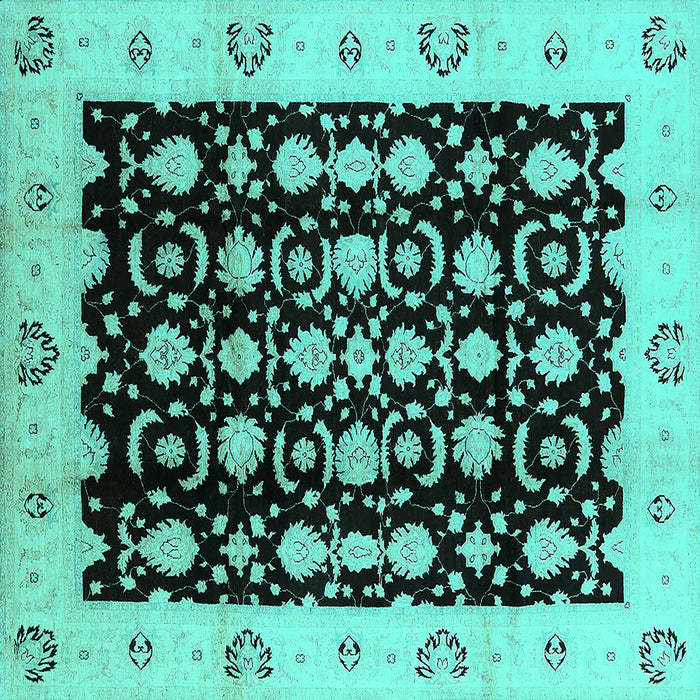 Square Oriental Turquoise Traditional Rug, urb762turq