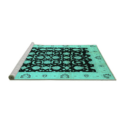 Sideview of Machine Washable Oriental Turquoise Traditional Area Rugs, wshurb762turq