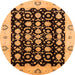 Round Oriental Orange Traditional Rug, urb762org