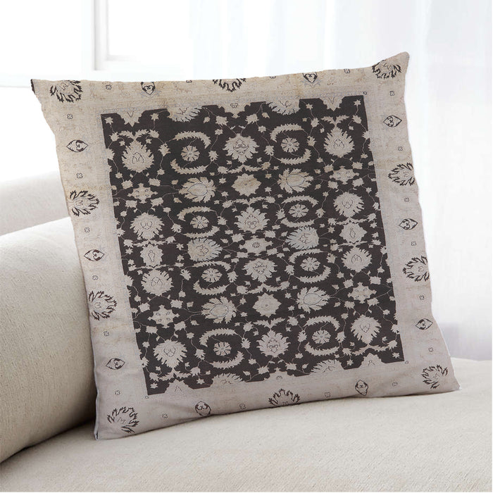 Lifestyle Image of Mid-Century Modern Urban Square Desert Sand Beige Throw Pillow, 18 inch by 18 inch, pwurb762