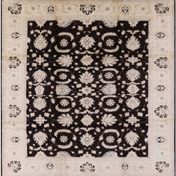 Square Mid-Century Modern Desert Sand Beige Oriental Rug, urb762