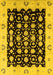 Machine Washable Oriental Yellow Traditional Rug, wshurb762yw