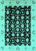 Machine Washable Oriental Turquoise Traditional Area Rugs, wshurb762turq