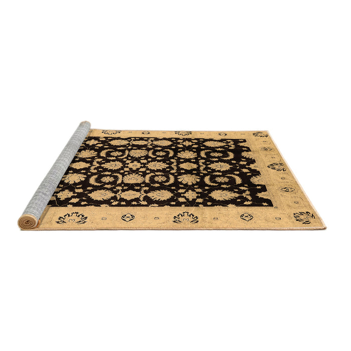 Sideview of Machine Washable Oriental Brown Traditional Rug, wshurb762brn