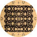 Round Oriental Brown Traditional Rug, urb762brn