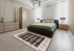 Mid-Century Modern Desert Sand Beige Oriental Rug in a Bedroom, urb762