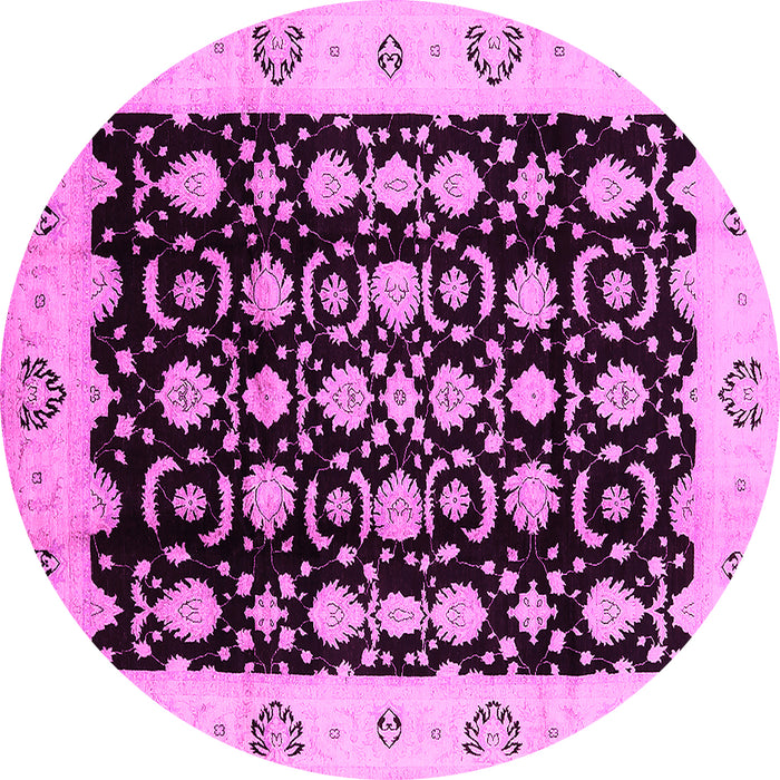 Round Oriental Pink Traditional Rug, urb762pnk