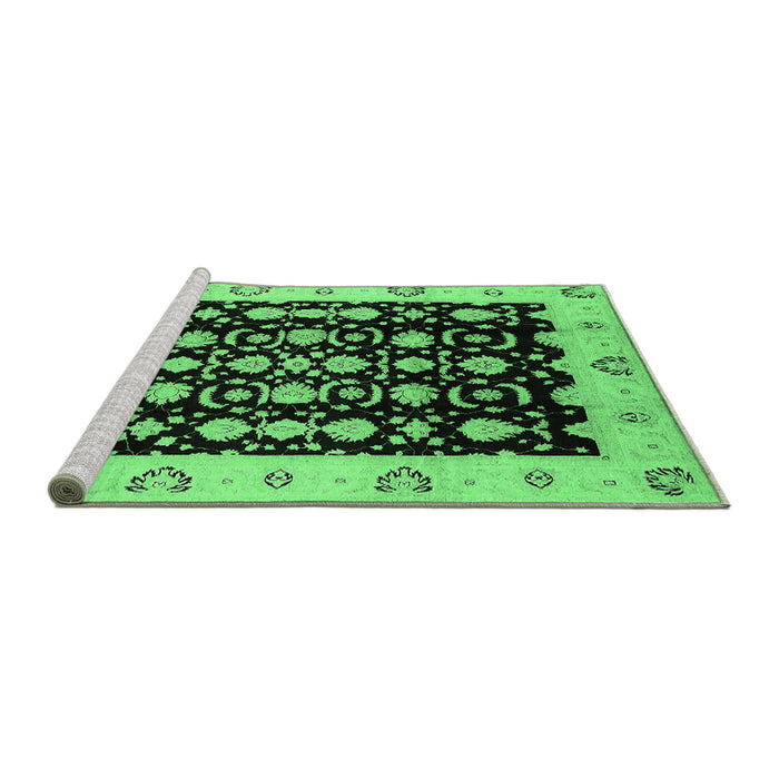 Sideview of Machine Washable Oriental Emerald Green Traditional Area Rugs, wshurb762emgrn