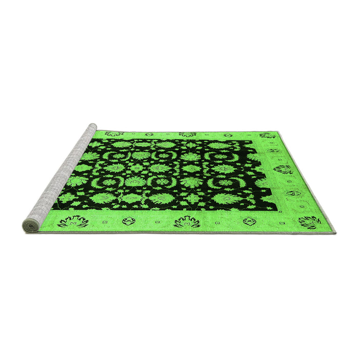 Sideview of Machine Washable Oriental Green Traditional Area Rugs, wshurb762grn