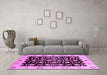 Machine Washable Oriental Pink Traditional Rug in a Living Room, wshurb762pnk