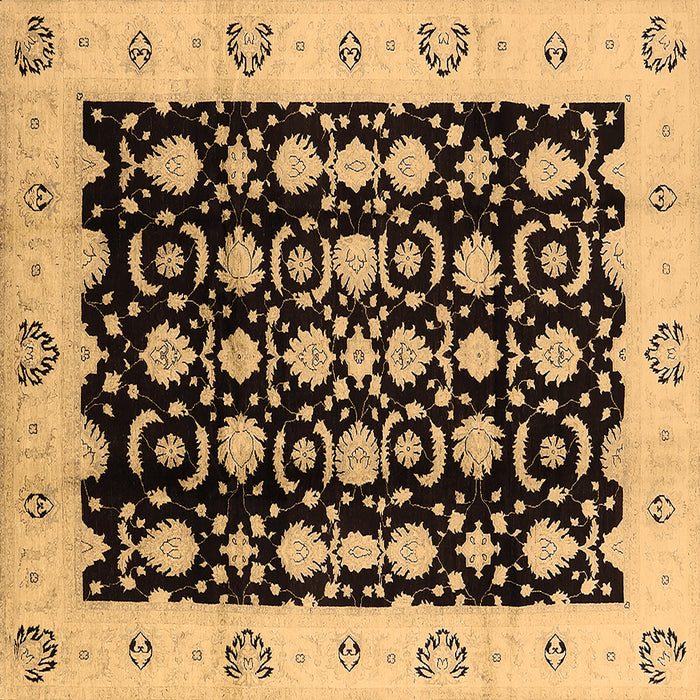 Square Machine Washable Oriental Brown Traditional Rug, wshurb762brn