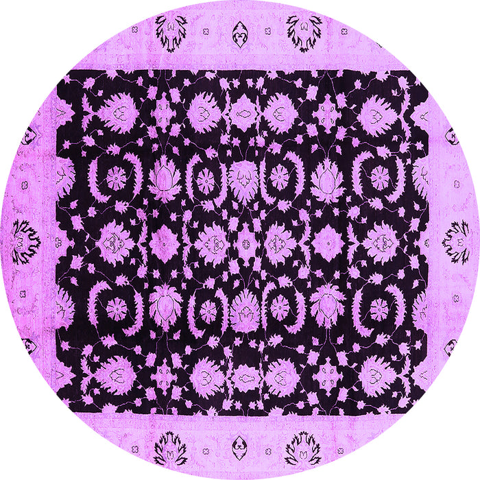 Round Machine Washable Oriental Purple Traditional Area Rugs, wshurb762pur