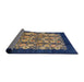 Sideview of Mid-Century Modern Dark Almond Brown Oriental Rug, urb763