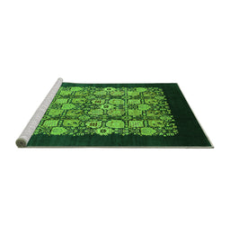 Sideview of Machine Washable Oriental Green Industrial Area Rugs, wshurb763grn